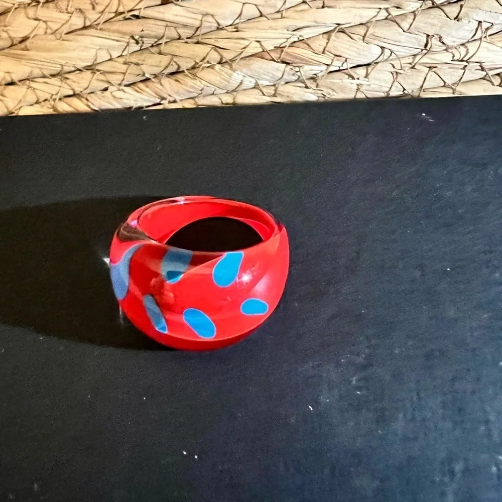 Red with Blue Polka Dot Ring